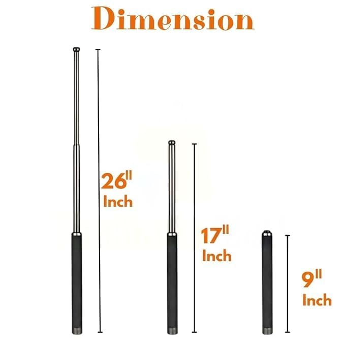 RDIYORA Self-Defense Foldable Pointer & Safety Hiking Stick | Compact, Extendable Wand with Comfortable Grip & Nylon Bag | Ideal for Car, Office, Indoor & Outdoor Use Stainless Steel
