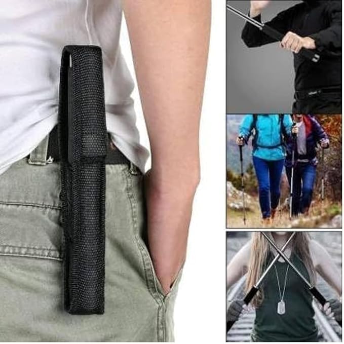 RDIYORA Self-Defense Foldable Pointer & Safety Hiking Stick | Compact, Extendable Wand with Comfortable Grip & Nylon Bag | Ideal for Car, Office, Indoor & Outdoor Use Stainless Steel