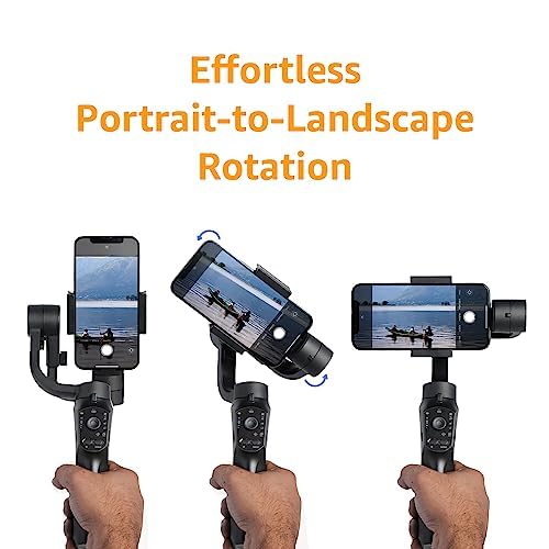 Handheld Gimbal Stabiliser with 3-Axis Feature and Tripod, Facial Tracking, Time Lapse, FPV, Up to 12 Hours Operational Time, Compatible with All Smart Phones (Dark Grey)