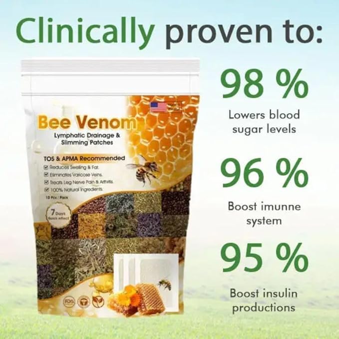 New Bee Venom Foot Patches Stress Relief Detox Patch Solution (1 BOX x 10 Patches)