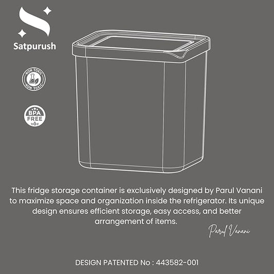 Satpurush Fridge Storage Boxes (Pack of 6) Freezer & Refrigerator Organizer Containers Kitchen Storage Container Set Kitchen Accessories Items for Home 1200 ml Food Storage Box, Plastic, White