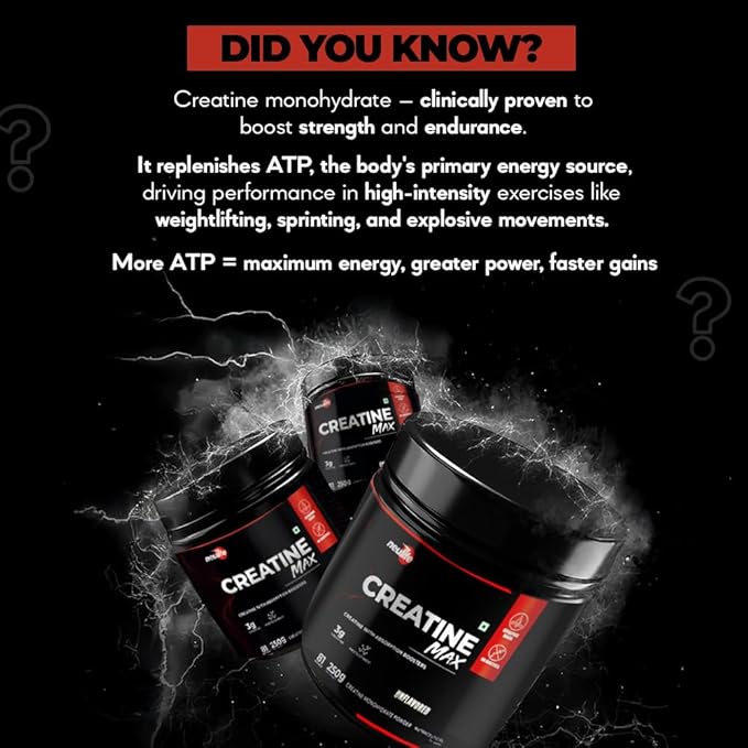 Neulife Creatine-MAX 100%, 81 servings Pure Micronized Creatine Monohydrate Powder 250g - Enhanced Absorption Boosters - Heavy Metal Free - Muscle Strength, Recovery & Performance - Unflavored