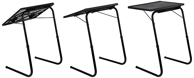 Amazon Basics Height Adjustable Laptop Table | Adjustable Table Angle | Alloy Steel | Foldable | Black | 75 cm - H, 52.5 cm - L, 40 cm - W