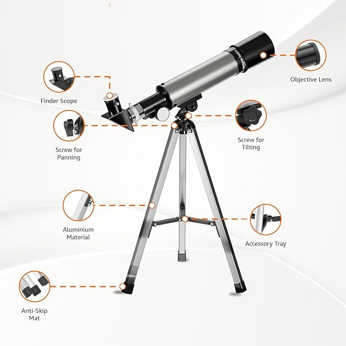 TS-90X Zoom HD Astronomical Telescope with Tripod | Perfect Kids Gift for Moon, Planets Comprehensive 360° Viewing, Optics, Simple Assembly