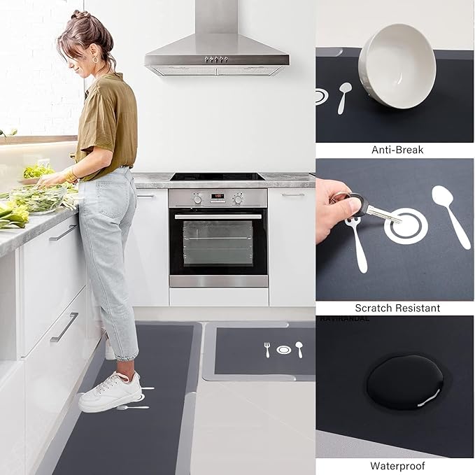Figment 2 Pcs Kitchen Mats - Waterproof Memory Foam Standing Desk Floor Mat Non Slip Rugs, Comfort Runner Ru