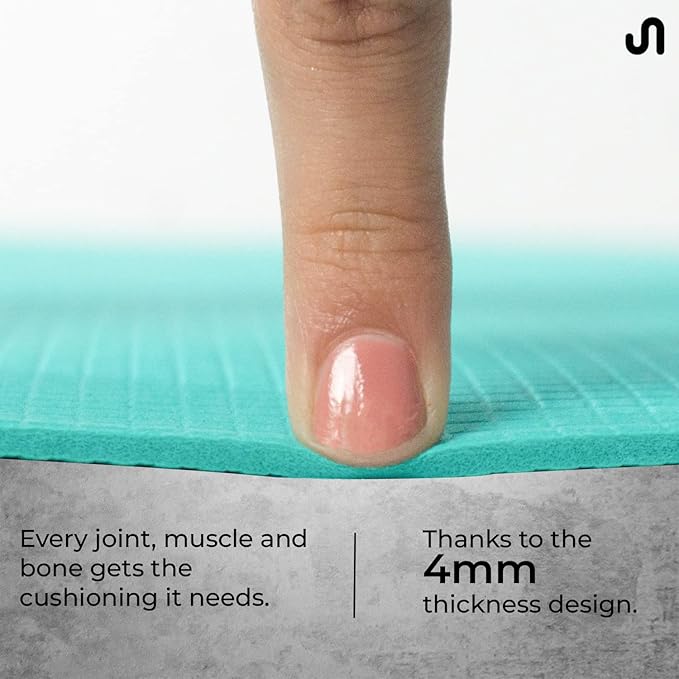 Bodyband Yoga Mat For Women & Men 4Mm With Carry Strap Eva Material Extra Thick Exercise Mat For Workout Yoga Fitness Pilates & Meditation, Anti Tear Anti Slip For Home & Gym Use, Aqua Green - Green