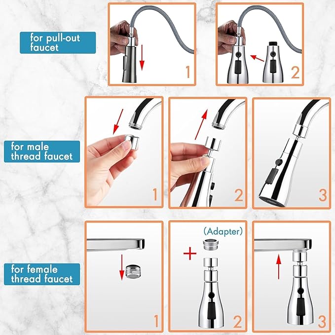 TEKCOOL Tap Extender for Kitchen Sink, Flexible Faucet with Tap Extension for Convenient Use Upgrade Your Kitchen Sink with Flexible Tap for Easy Access