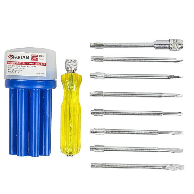 SPARTAN BS-02 8-in-1 Pc Screw Driver Kit With 3 Flat Blades